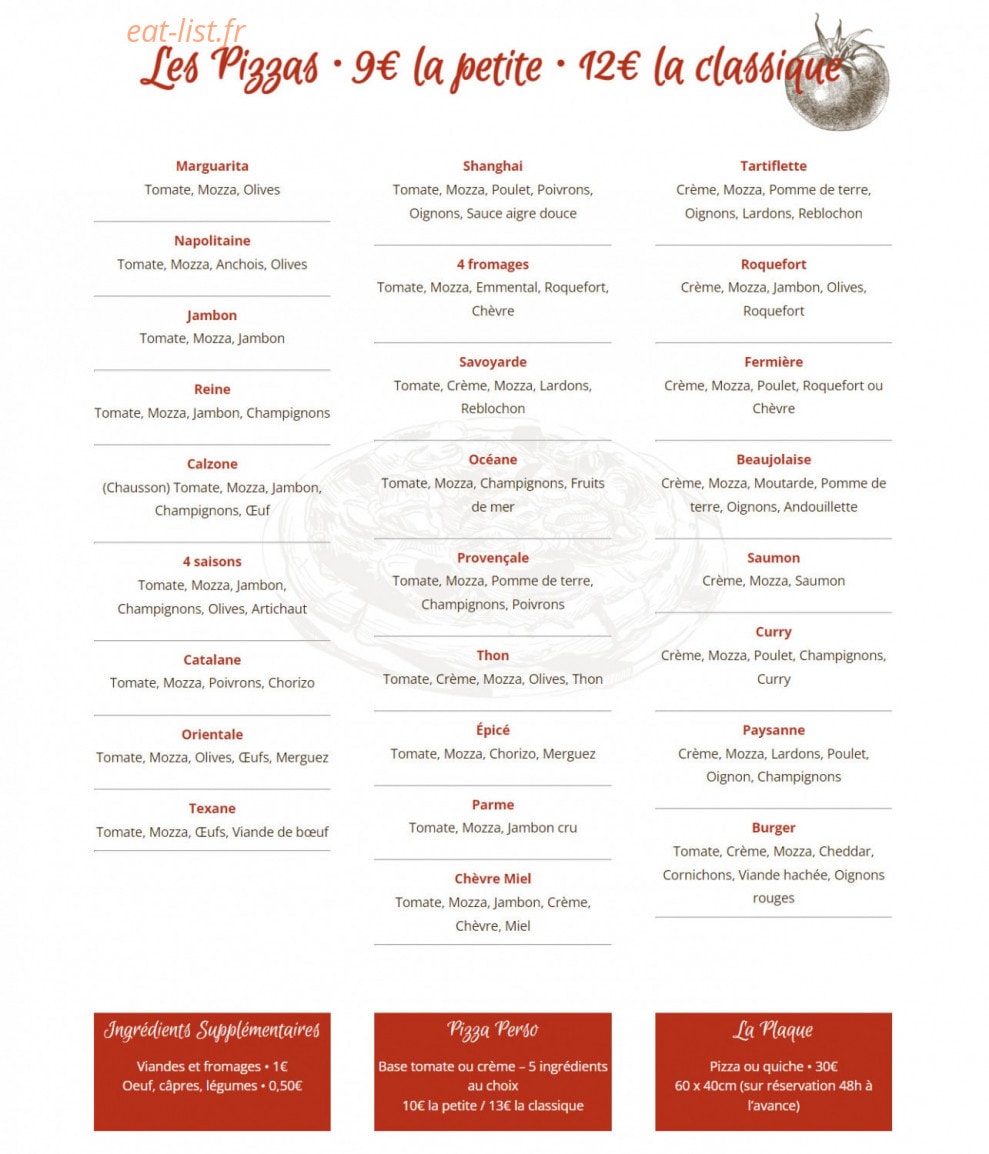 L'escale pizza — carte page 1