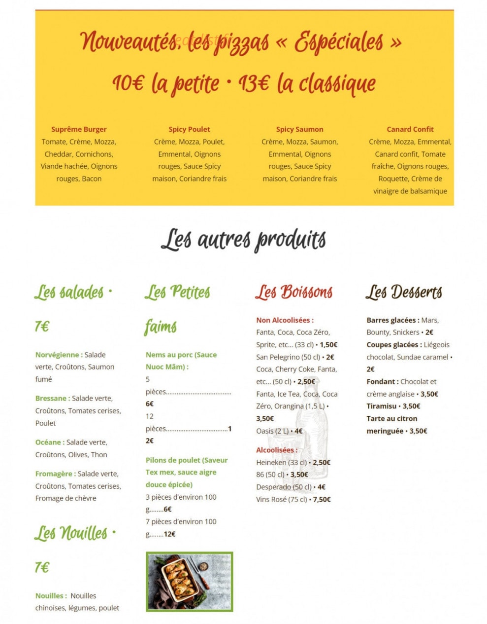 L'escale pizza — carte page 2