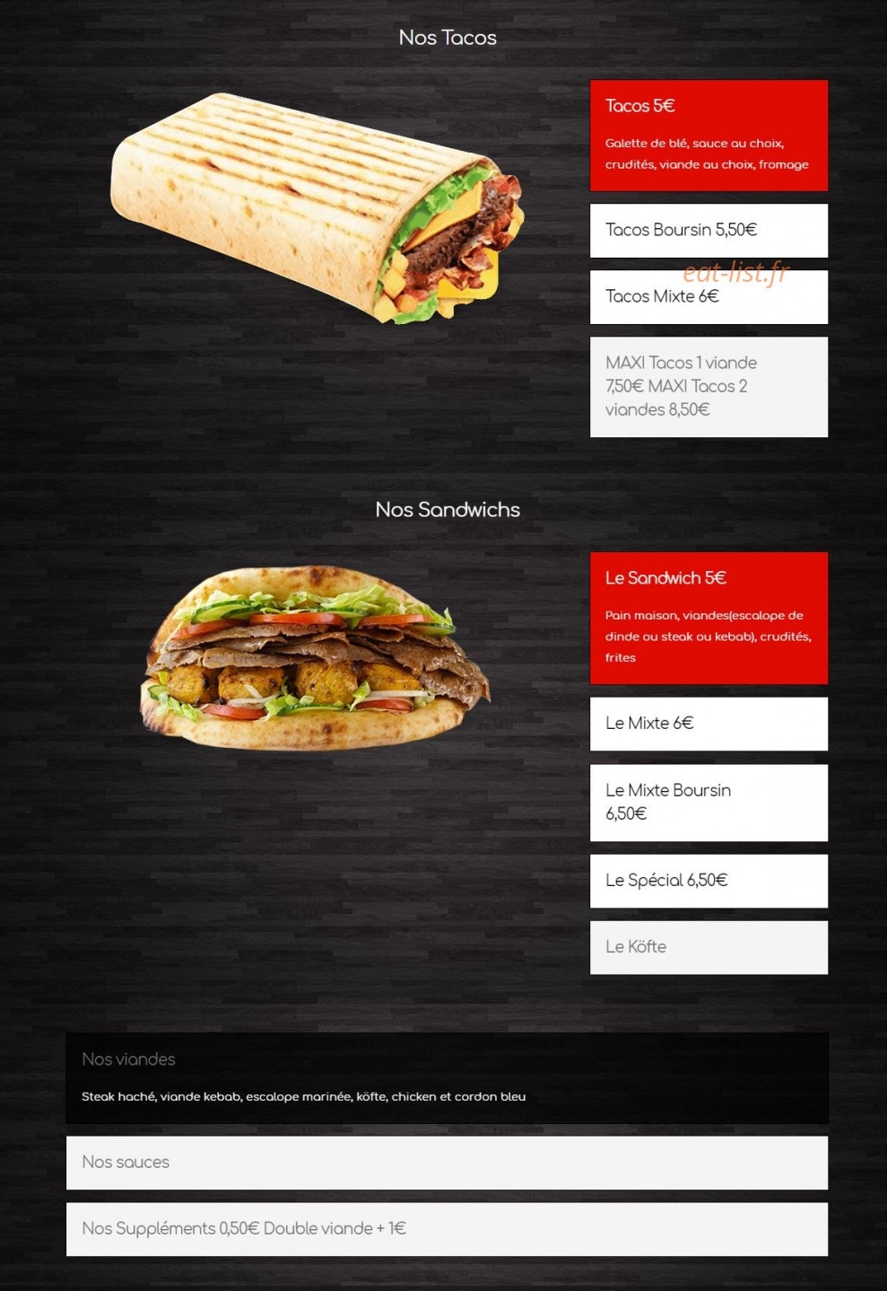 L'oriental express pizza — carte page 5