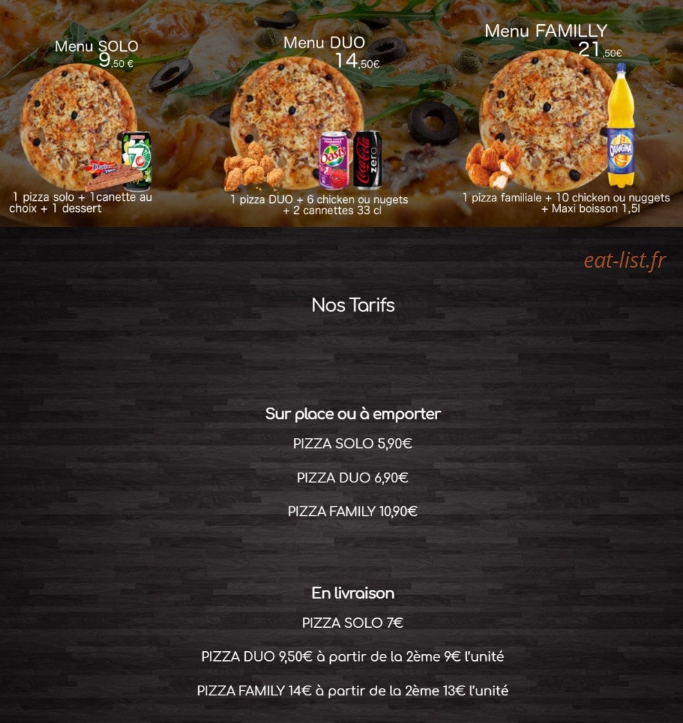 L'oriental express pizza — carte page 1