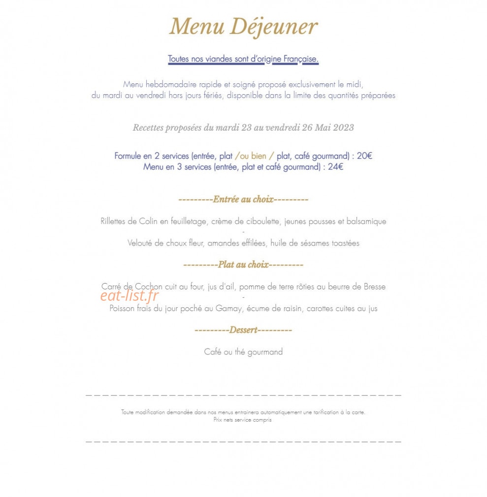 Le Bistronome — carte page 1