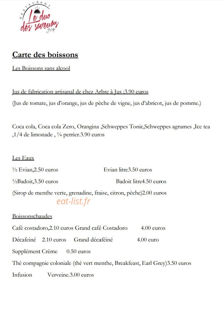 Le duo des saveurs — carte page 4