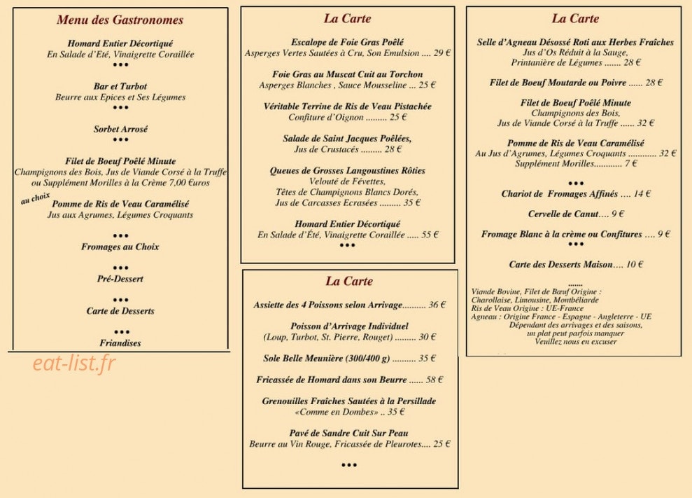 Le Faisan Doré — carte page 2