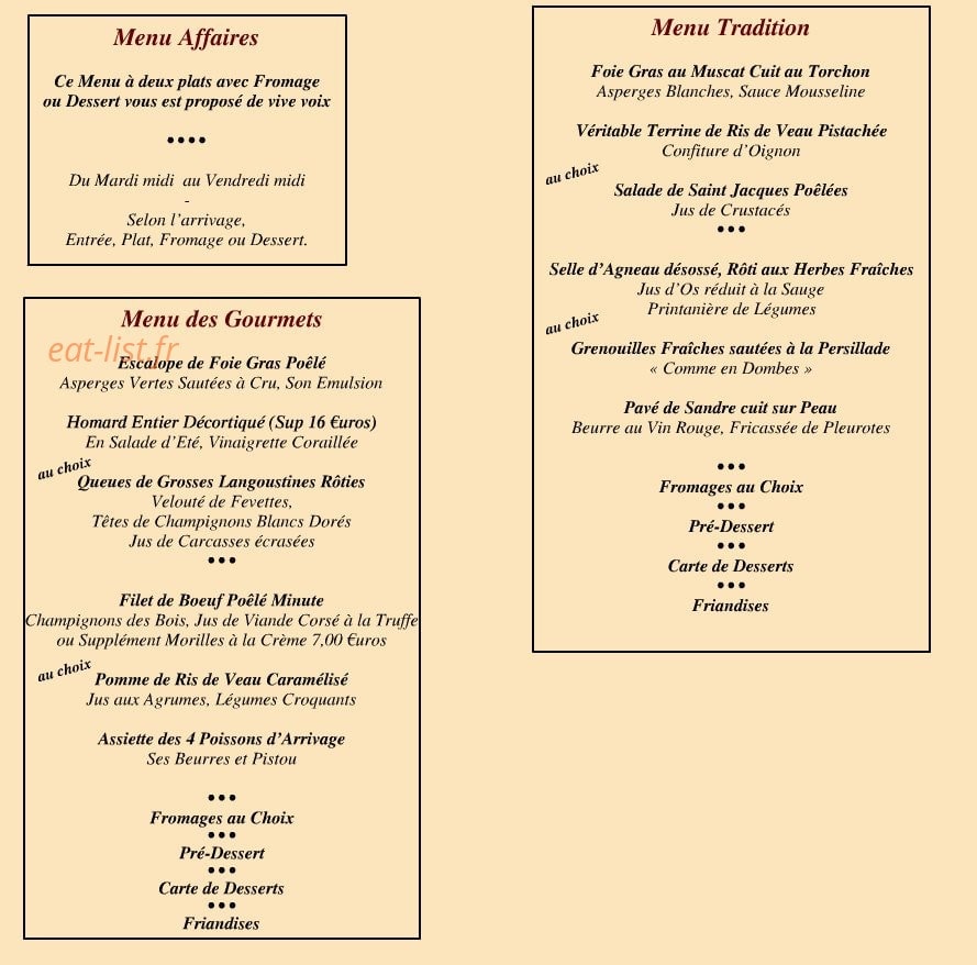Le Faisan Doré — carte page 1