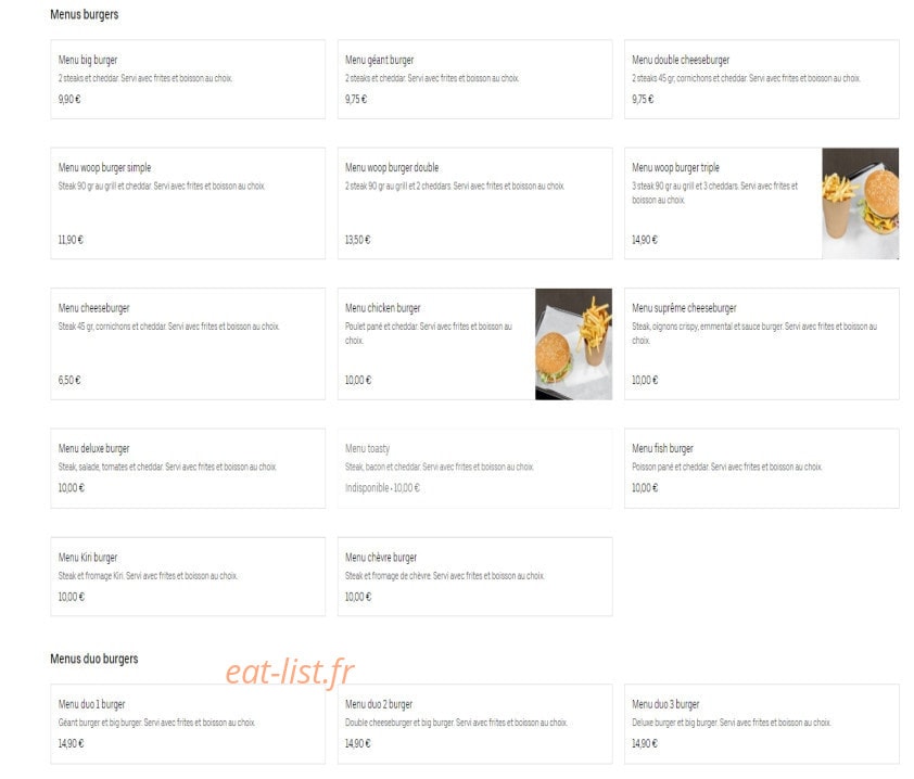 Le Parigo Burger — carte page 2