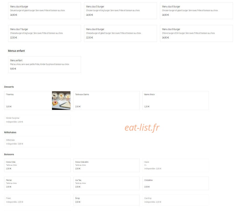 Le Parigo Burger — carte page 3