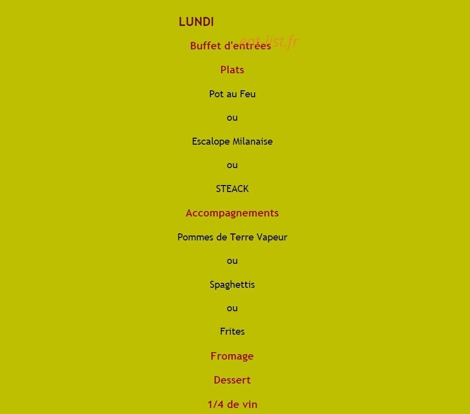 Le Relais Caladois — carte page 1