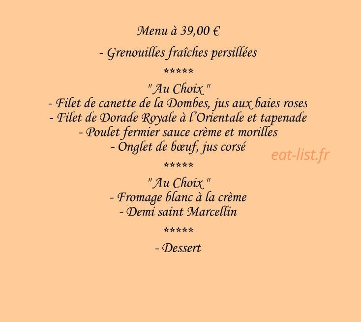 Carte et menu de Le Rive Gauche à Beauregard à Villefranche sur Saone — Menu à 39€