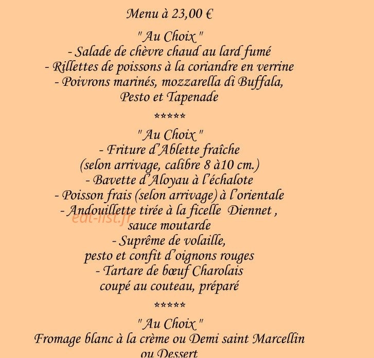Carte et menu de Le Rive Gauche à Beauregard à Villefranche sur Saone — Menu à 23€