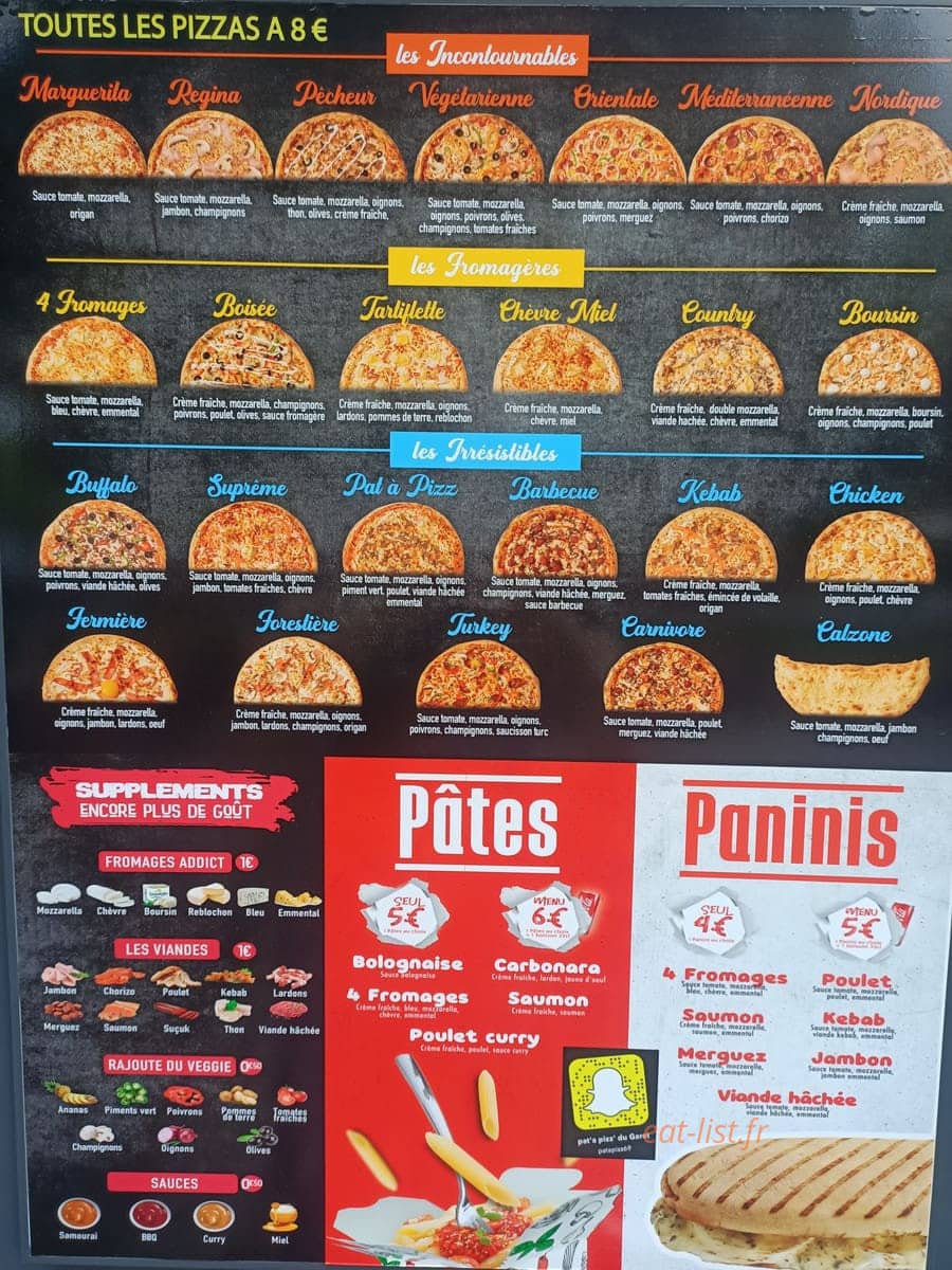 Pat A Pizz — carte page 1