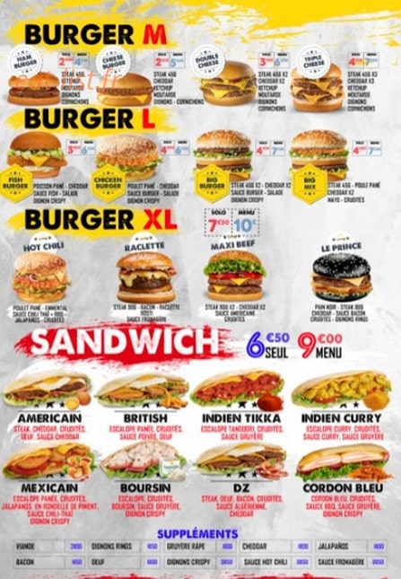 Prince burger — carte page 3