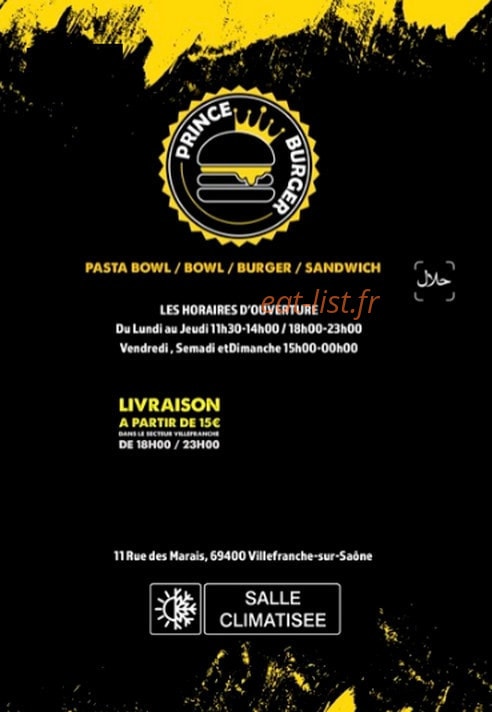 Prince burger — carte page 1