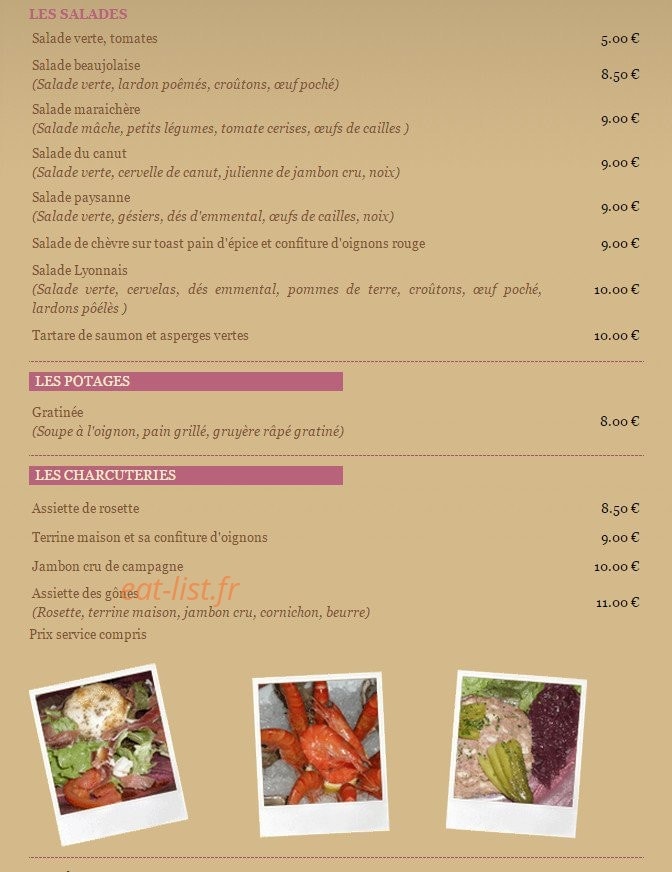 Restaurant L'Epicerie — carte page 1