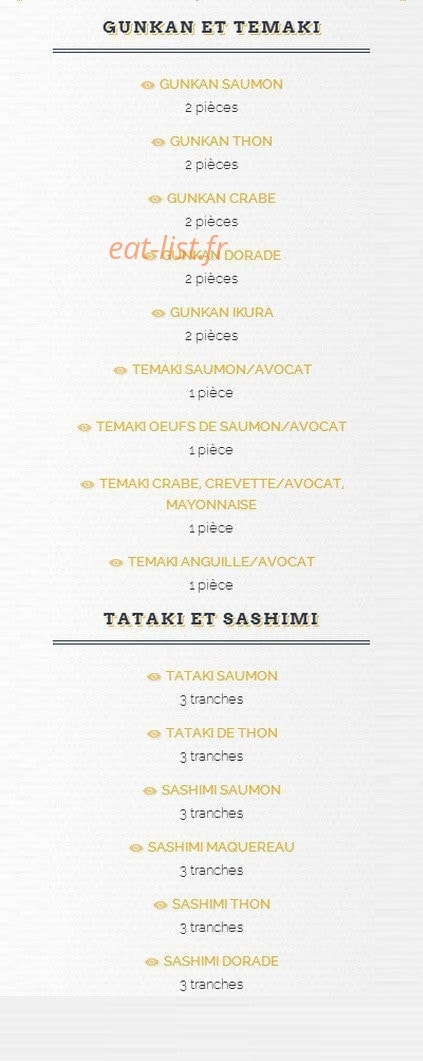 Carte et menu de Sushi Academie à Villefranche sur Saone — Gunkam, temaki, tataki et sashimi