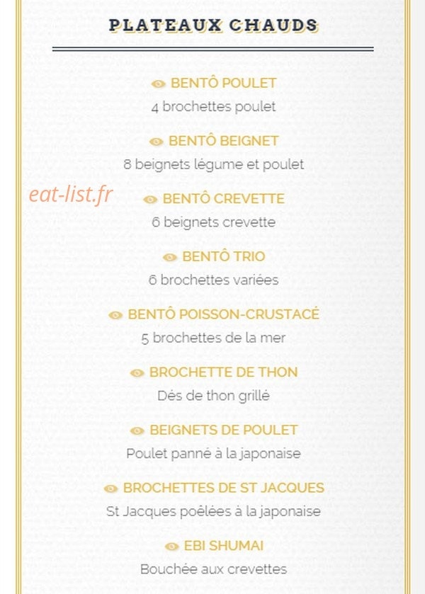 Carte et menu de Sushi Academie à Villefranche sur Saone — Plateaux chauds