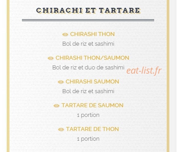 Carte et menu de Sushi Academie à Villefranche sur Saone — Chirashi et tartare