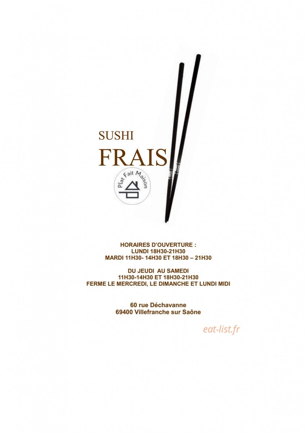 Carte et menu de Sushi Frais à Villefranche sur Saone — Informations