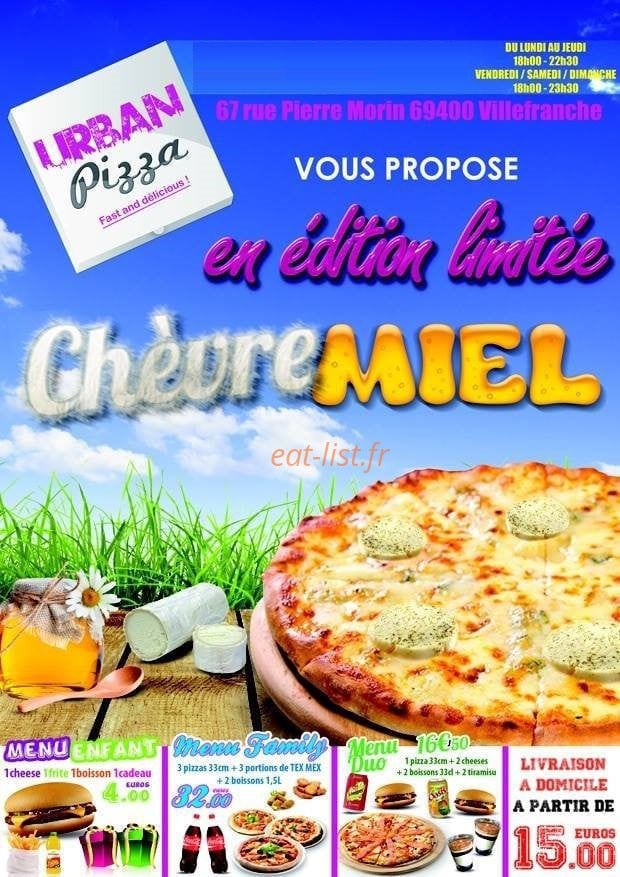 Urban Pizza — carte page 1