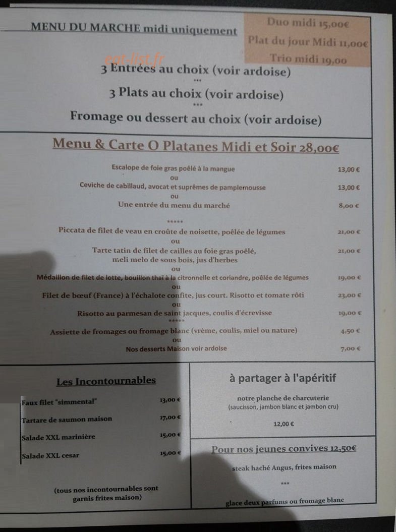 O Platanes — carte page 1