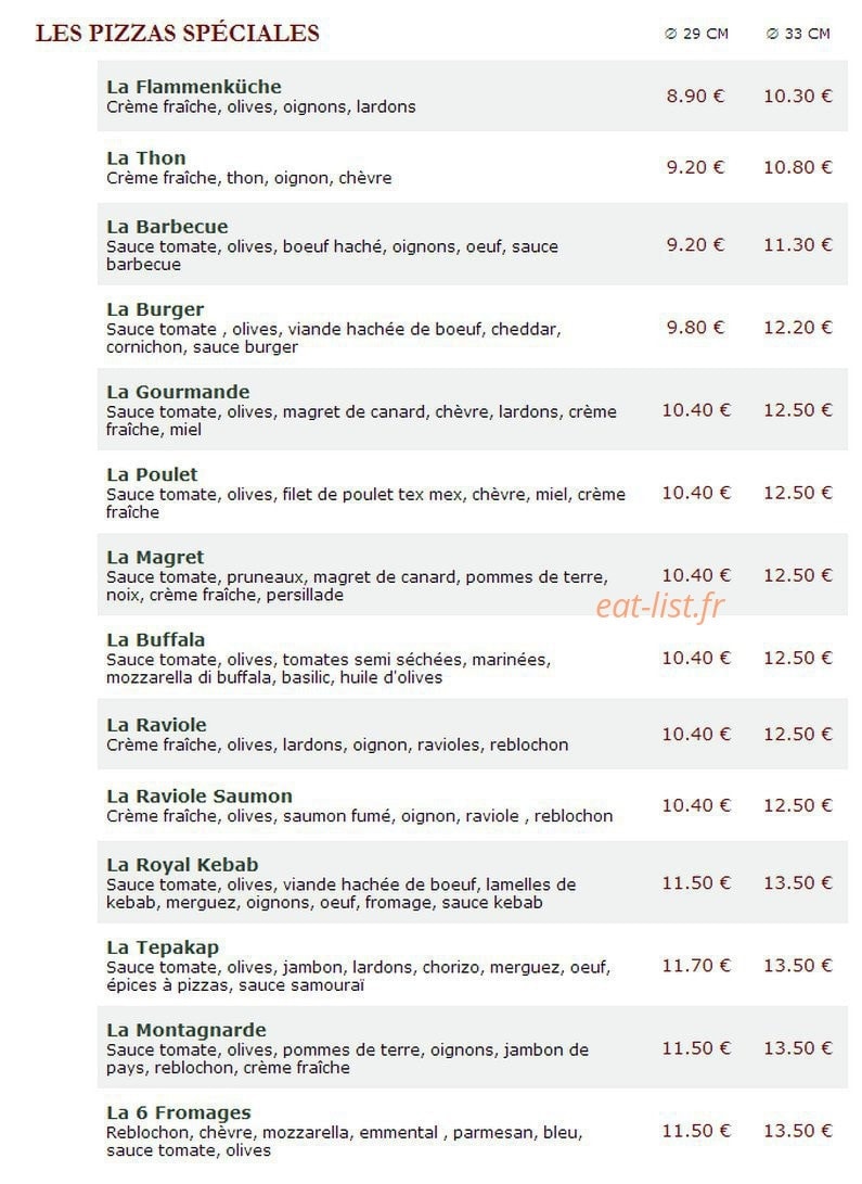 Le Kiosque à Pizzas — carte page 3