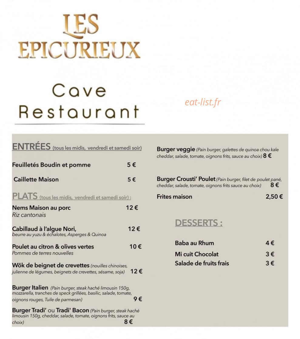 Les Epicurieux — carte page 1
