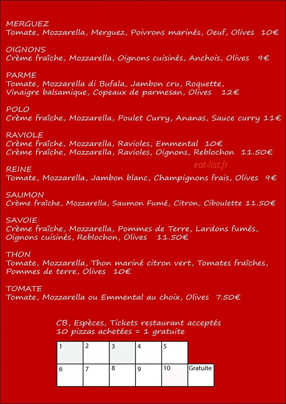 Pizza BRETIN'i — carte page 2