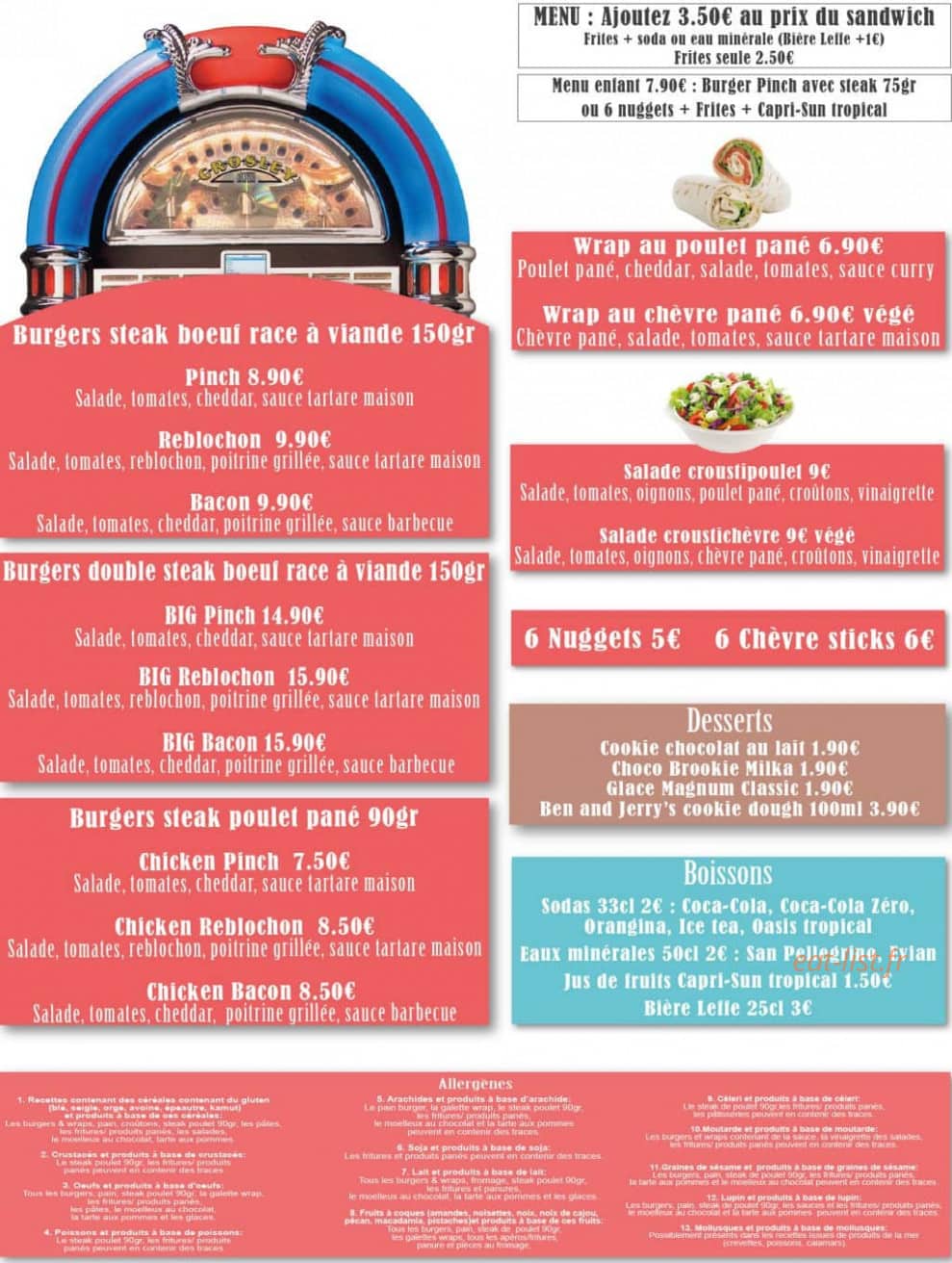 Chez Pinch — carte page 1