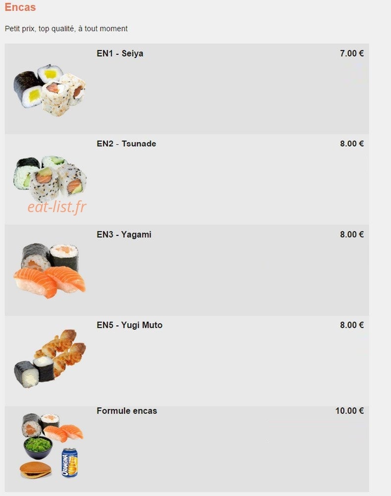 Kajirō Sushi — carte page 14