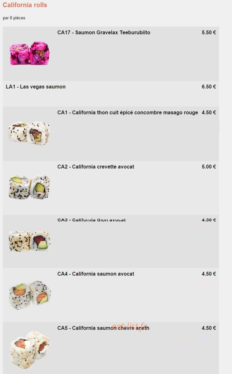 Kajirō Sushi — carte page 10