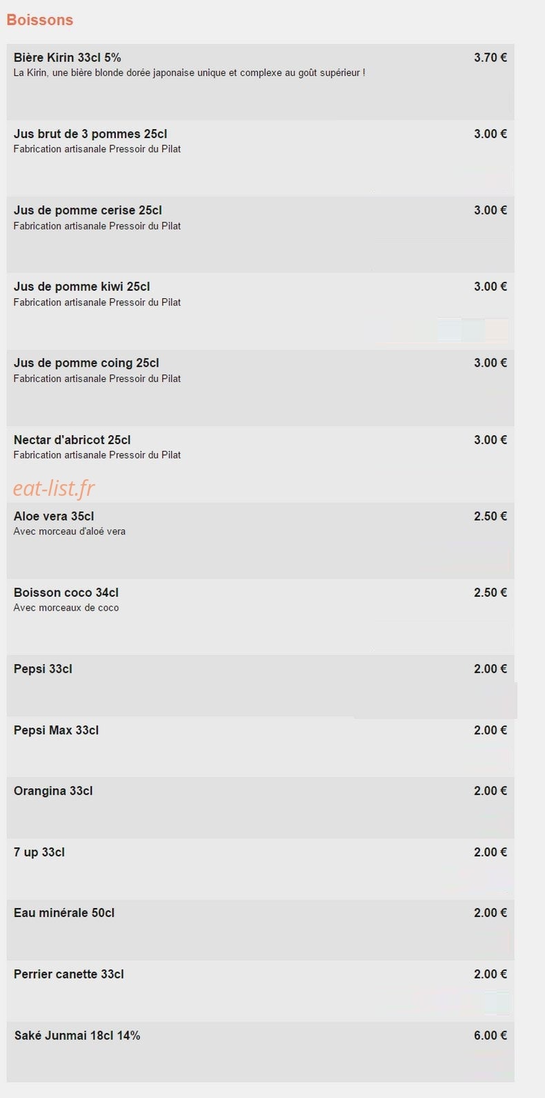 Kajirō Sushi — carte page 15