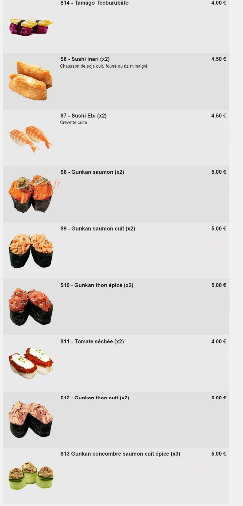 Kajirō Sushi — carte page 7