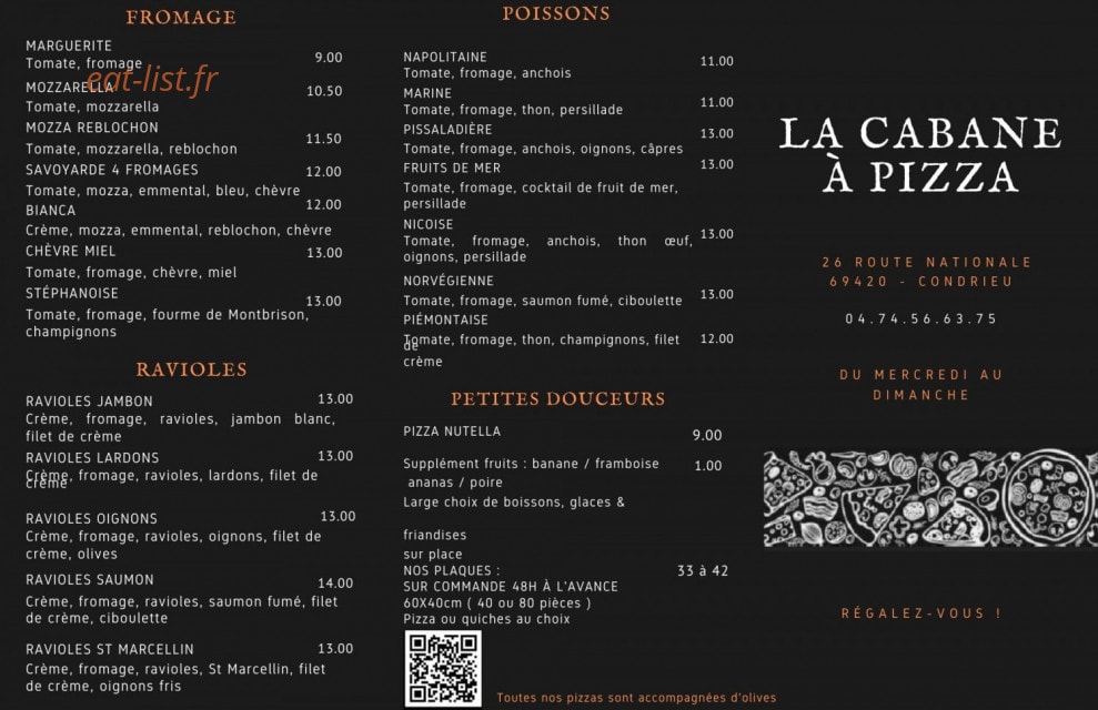 La Cabane à Pizza — carte page 2