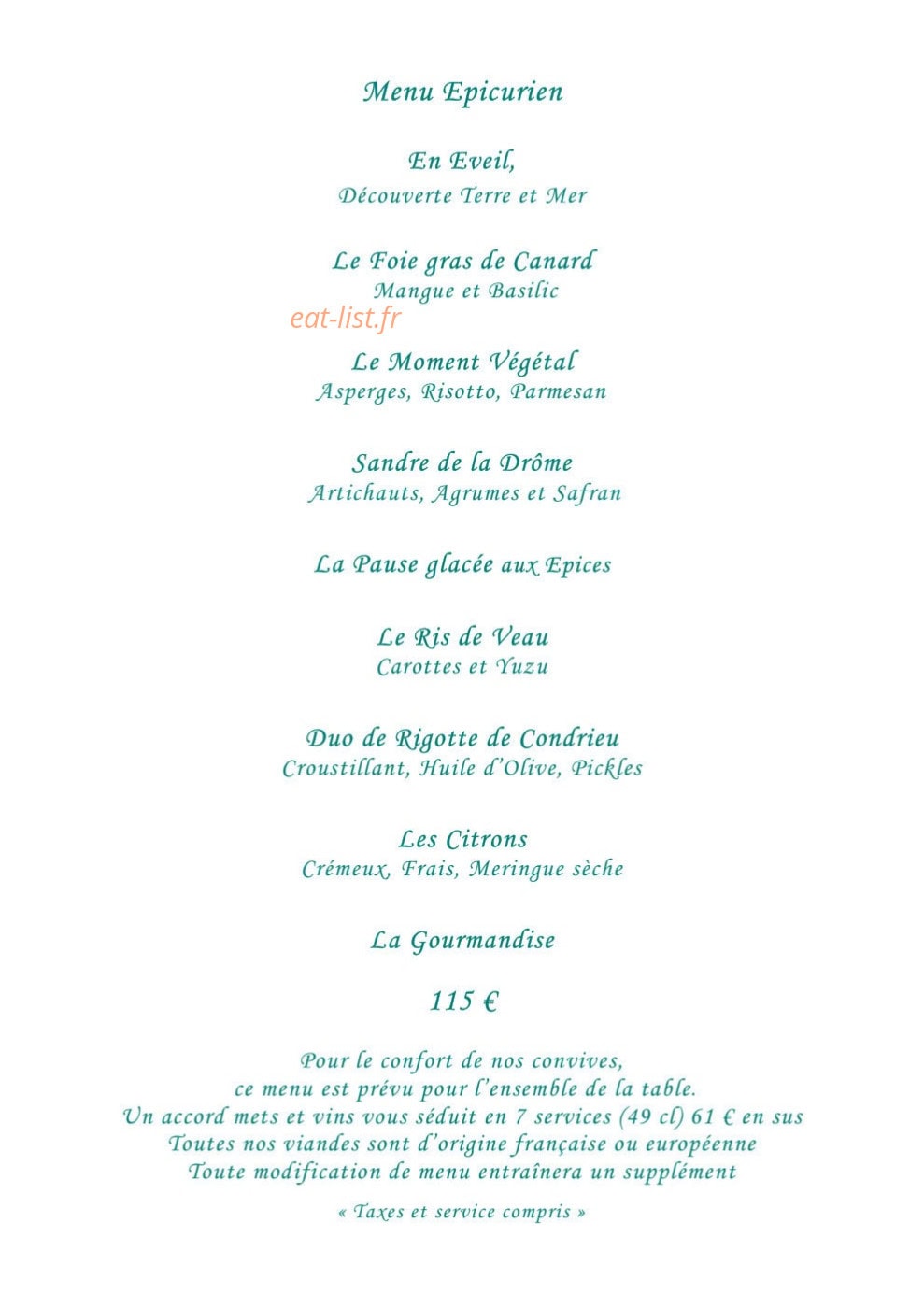 Le Beau Rivage — carte page 3