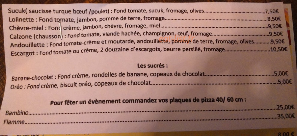 La Pizz' — carte page 1