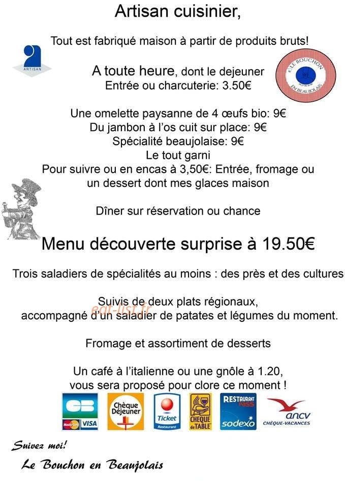 Le Bouchon en Beaujolais — carte page 1