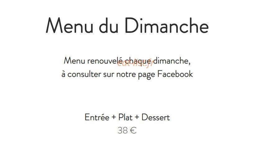 Carte et menu de Brasserie des Monts d'Or à Saint Cyr Au Mont d'Or — Menu du dimanche