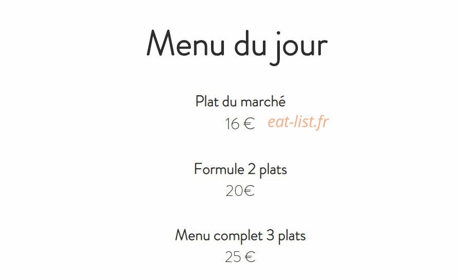 Carte et menu de Brasserie des Monts d'Or à Saint Cyr Au Mont d'Or — Menu du jour
