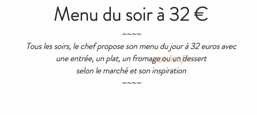 Carte et menu de Brasserie des Monts d'Or à Saint Cyr Au Mont d'Or — Menu du soir à 32€