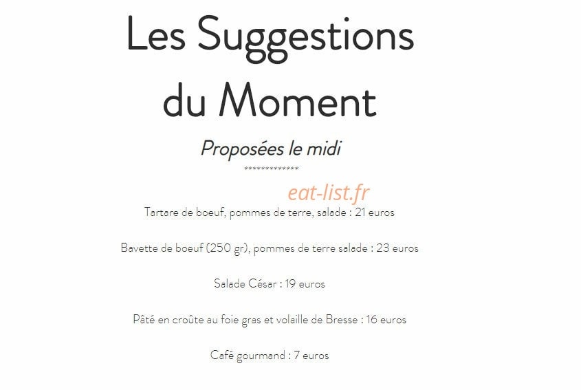 Carte et menu de Brasserie des Monts d'Or à Saint Cyr Au Mont d'Or — Les suggestions du moment
