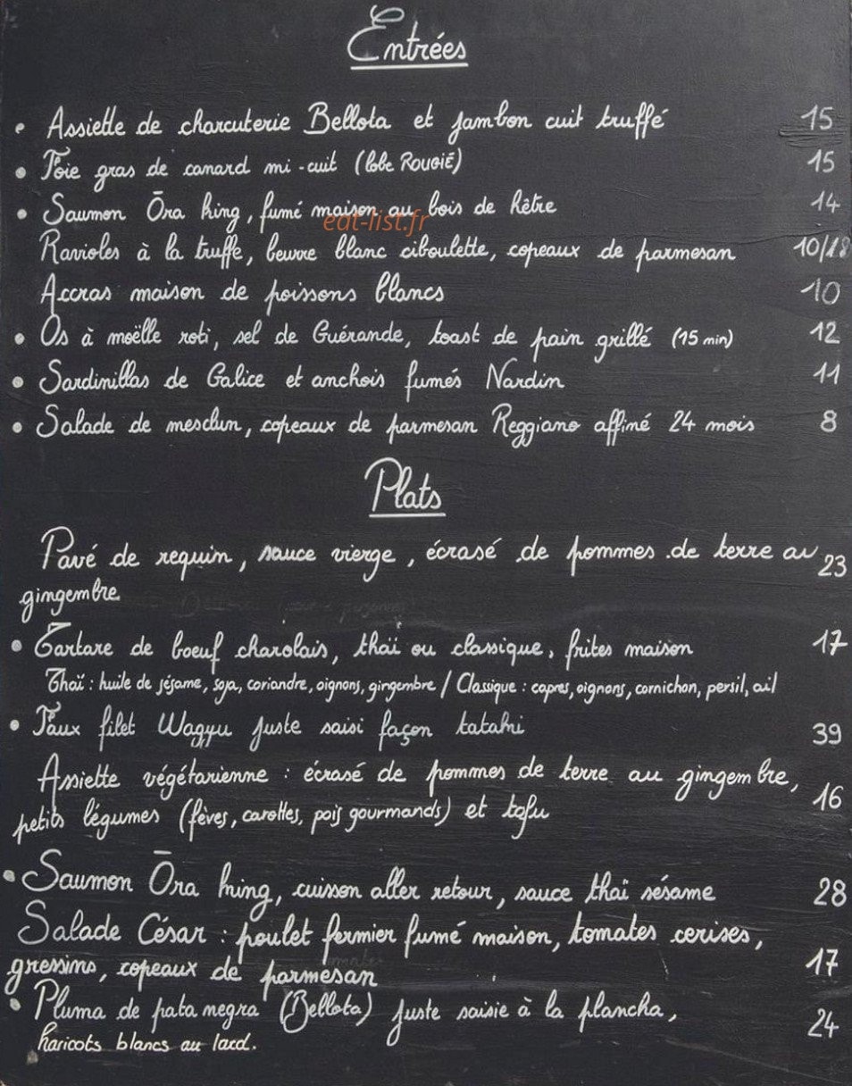 Carte et menu de La haut sur la colline à Saint Cyr Au Mont d'Or — Les entrées et plats