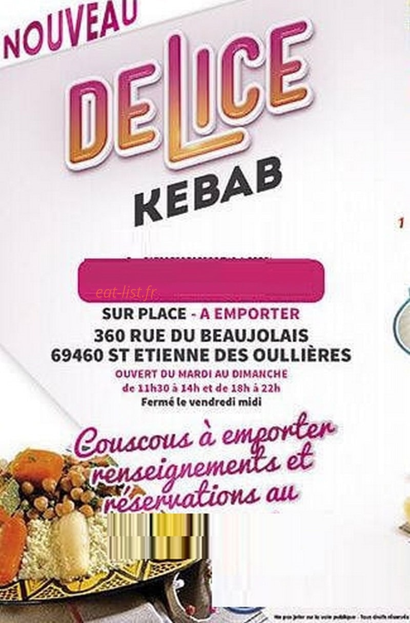Délice Kebab — carte page 1