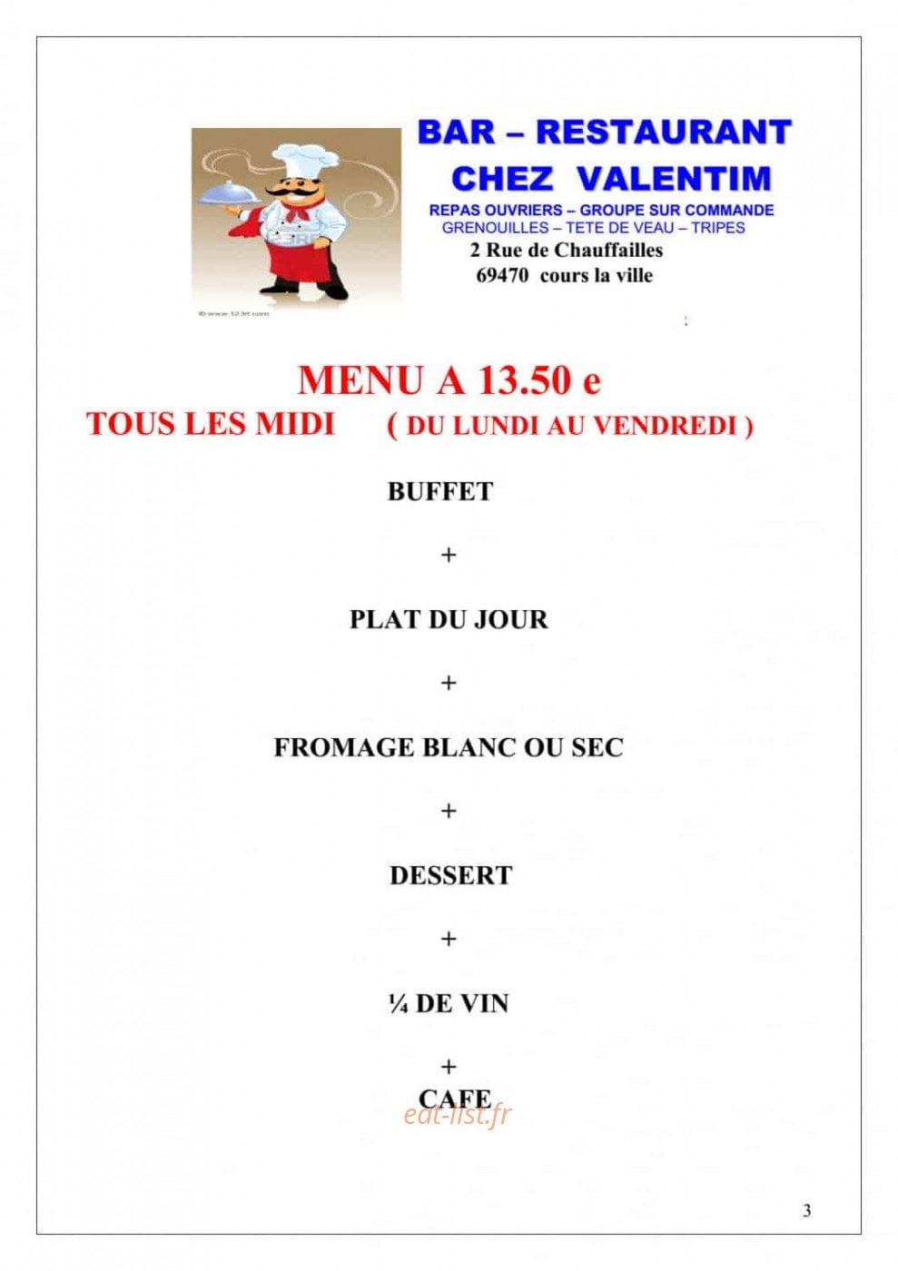 Chez Valentim — carte page 3