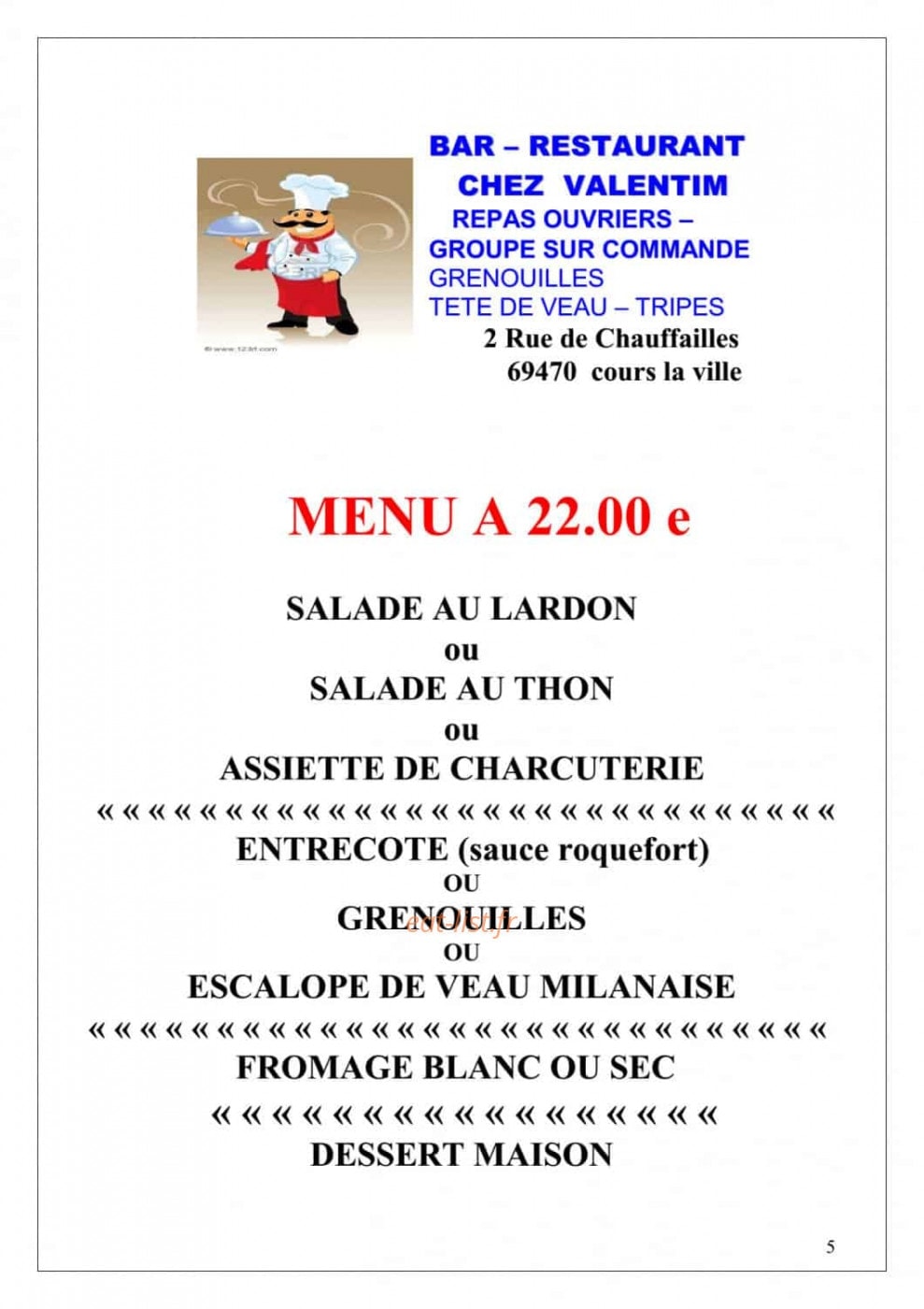 Chez Valentim — carte page 5