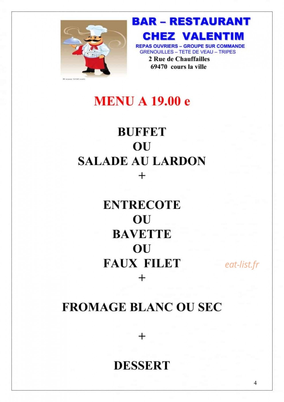 Chez Valentim — carte page 4