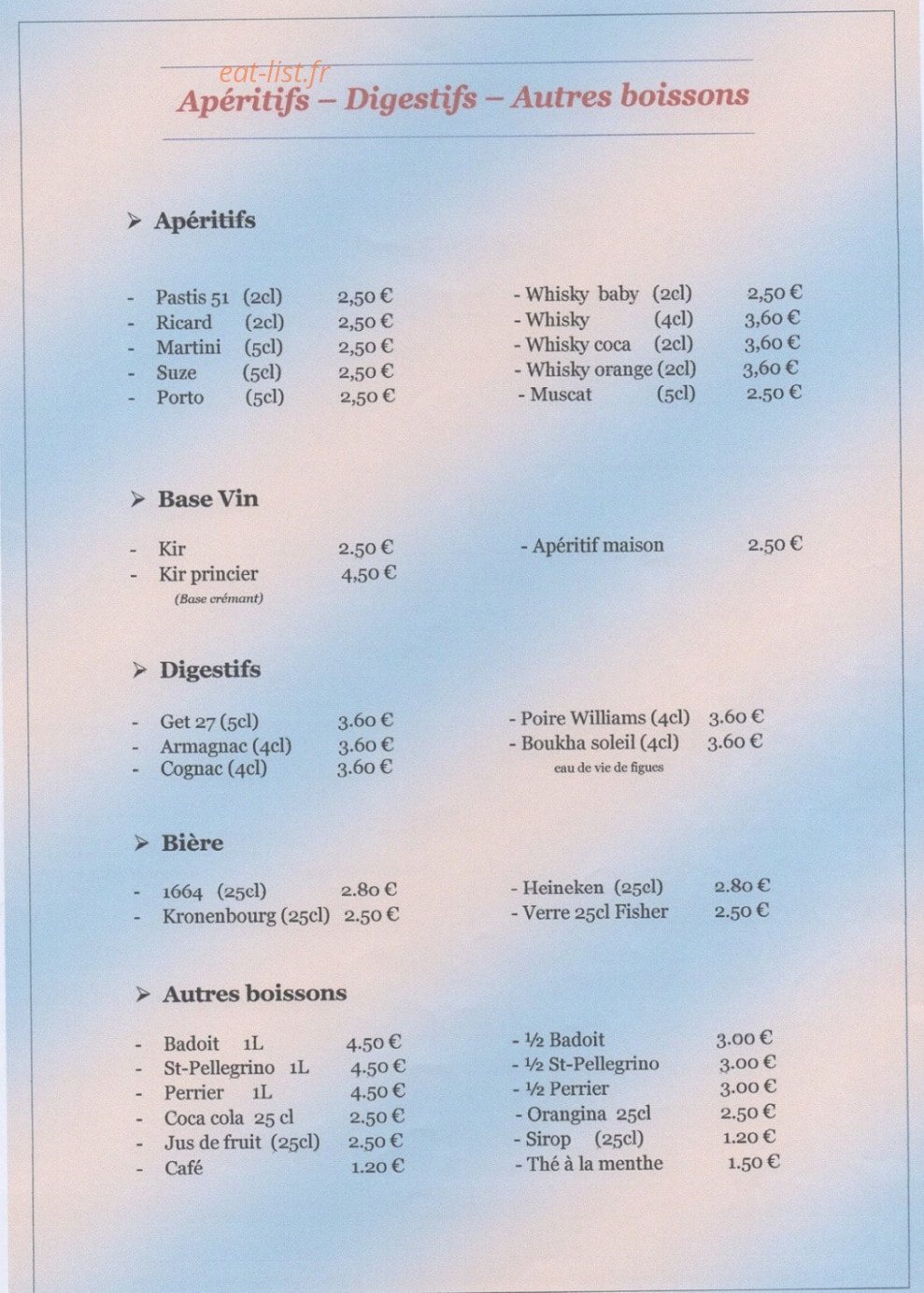 Le Petit Chalet — carte page 16