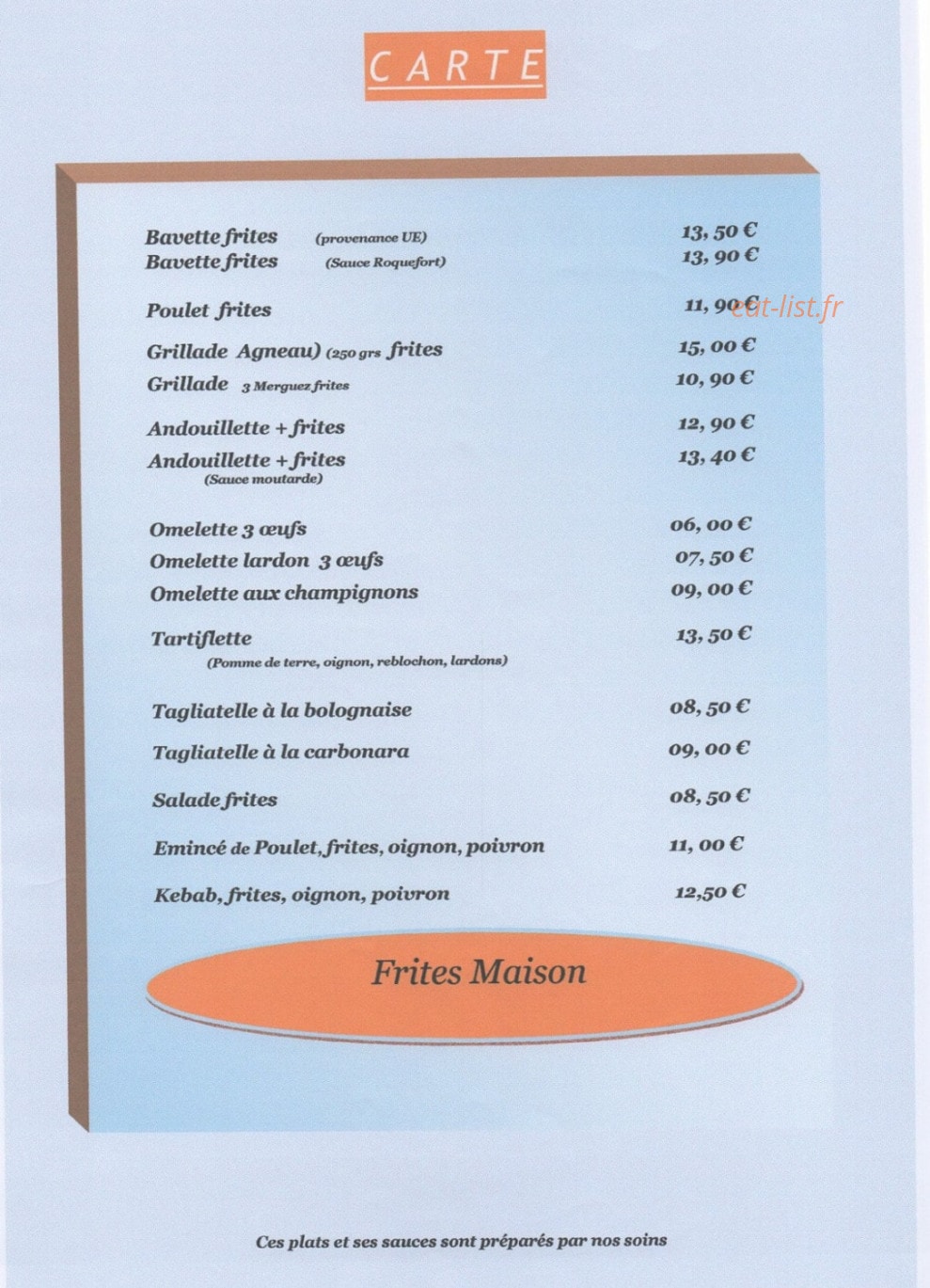 Le Petit Chalet — carte page 7