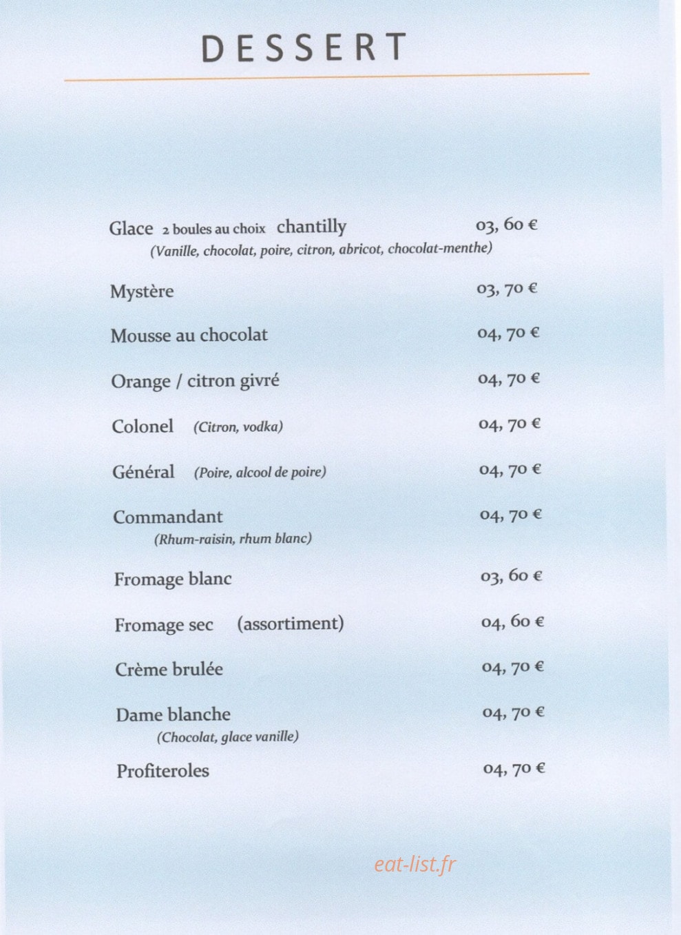 Le Petit Chalet — carte page 14