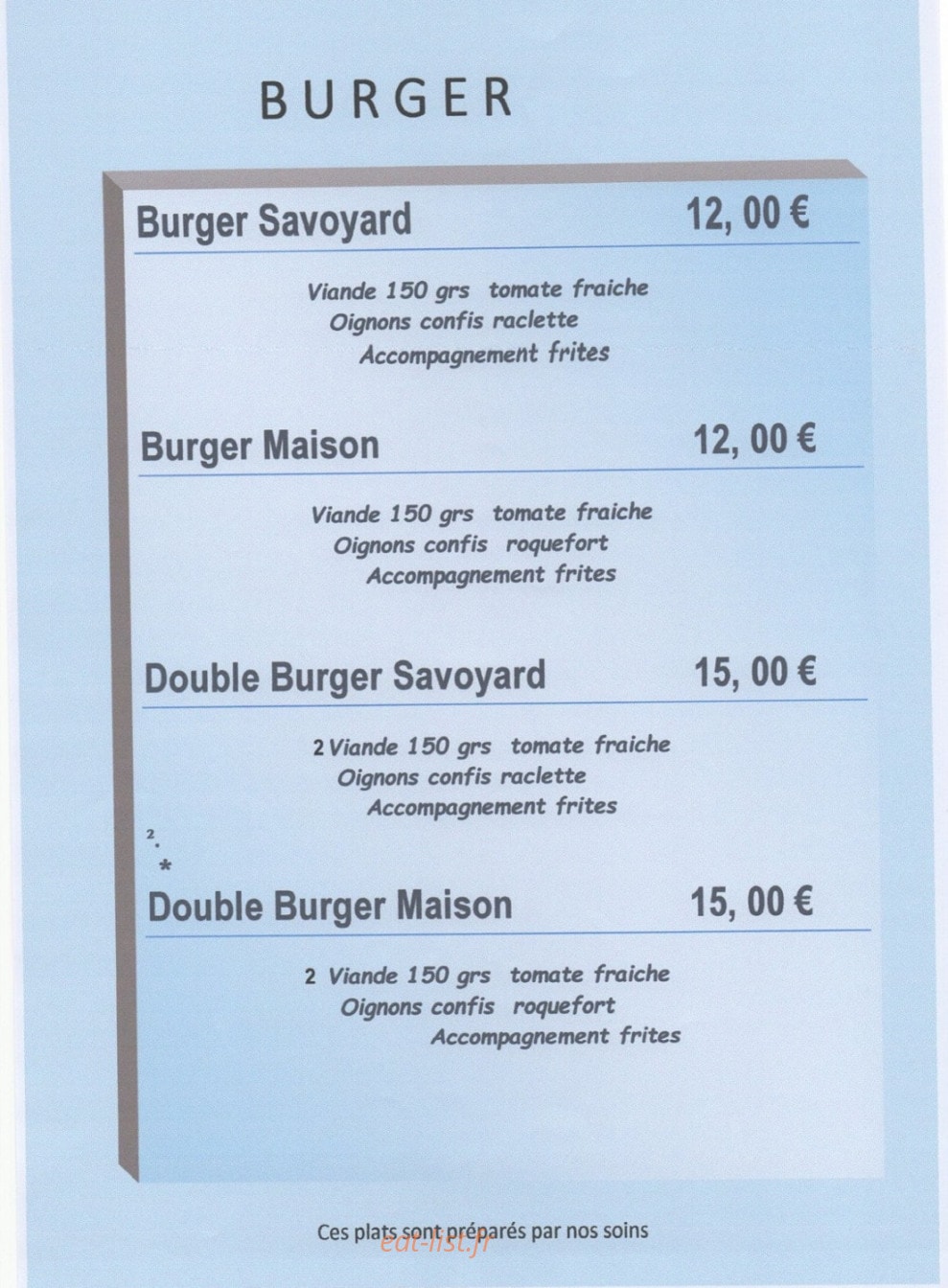 Le Petit Chalet — carte page 9
