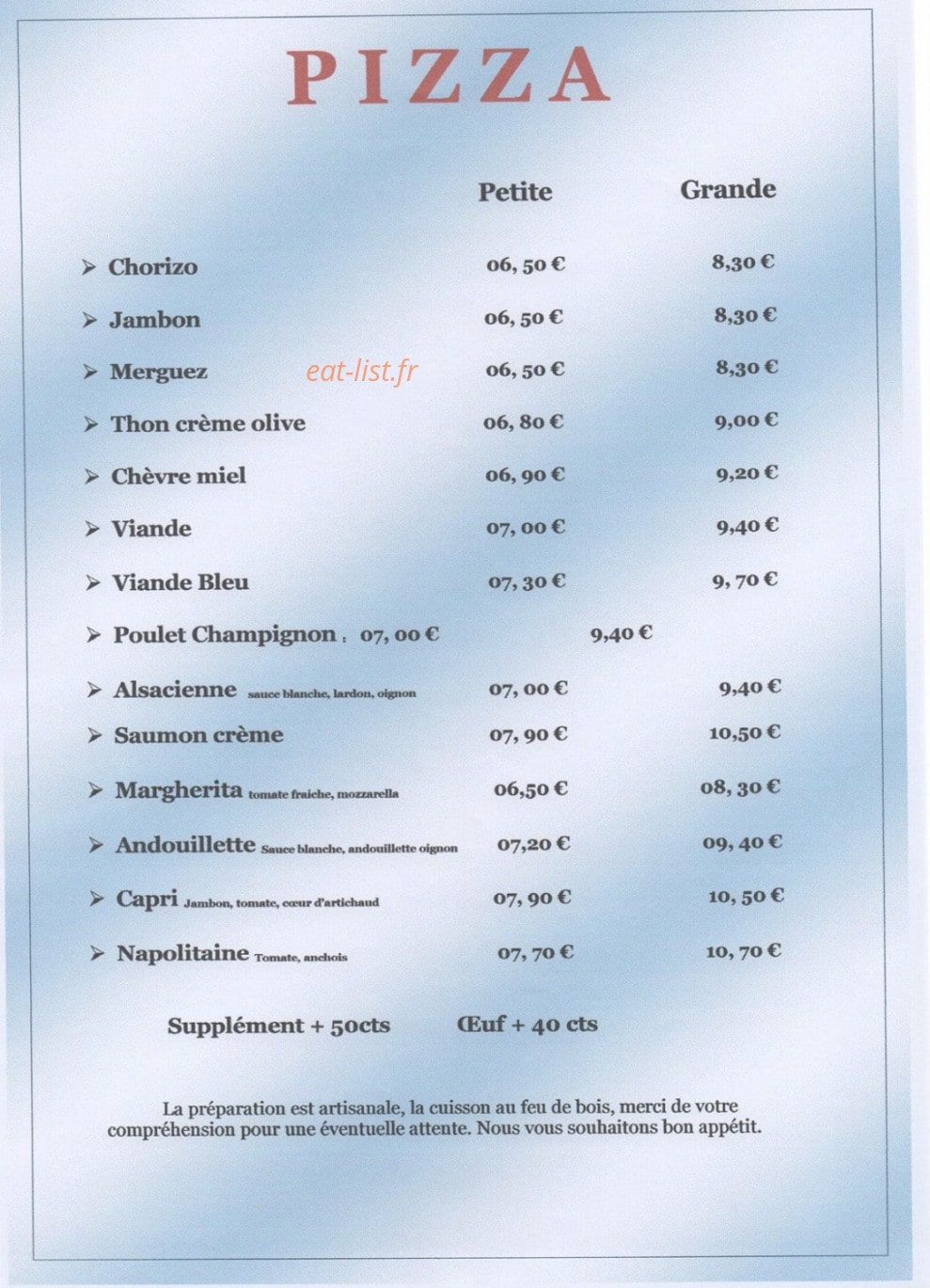 Le Petit Chalet — carte page 5