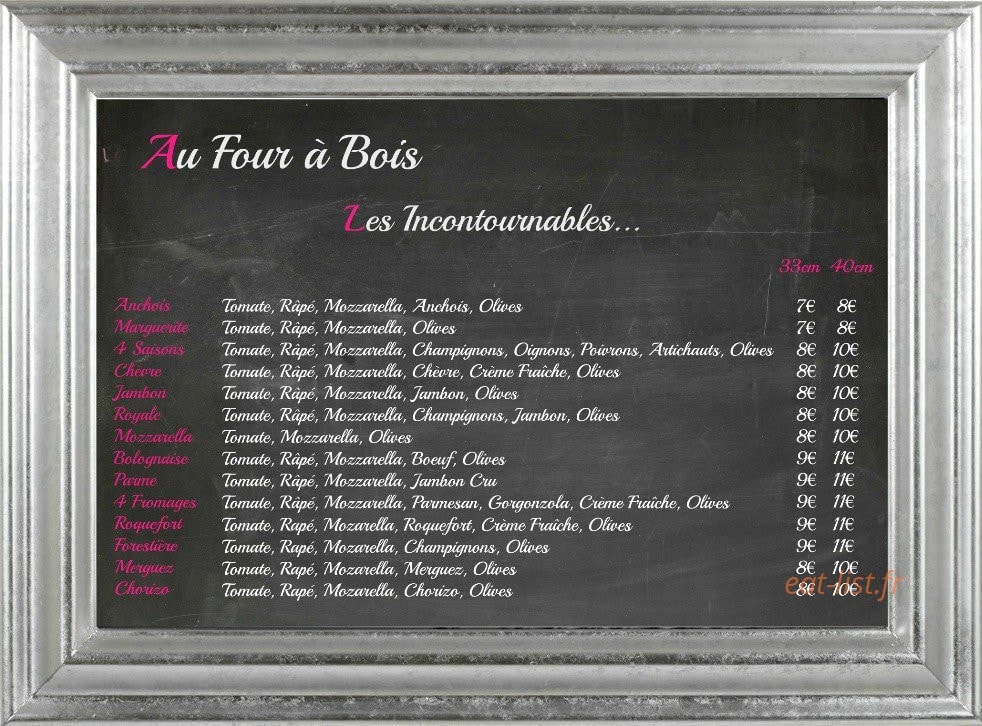 Au Four à Bois — carte page 1